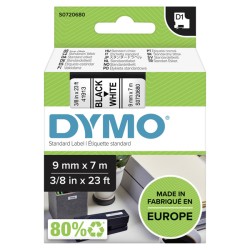 D1-TAPE 9MM X 7M/BLACK ON WHITE