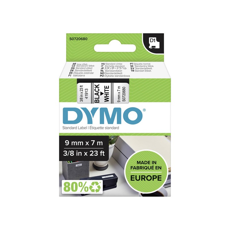 Dymo D1-Tape 9MM X 7M/Black ON White