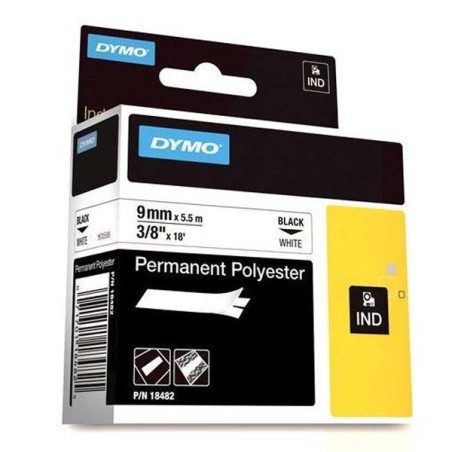 Dymo RHINO Tape Polyester 9MMX5.5MM/Black ON White IN