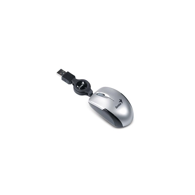 GENIUS myš MicroTraveler V2/ drátová/ 1200 dpi/ USB/ stříbrná