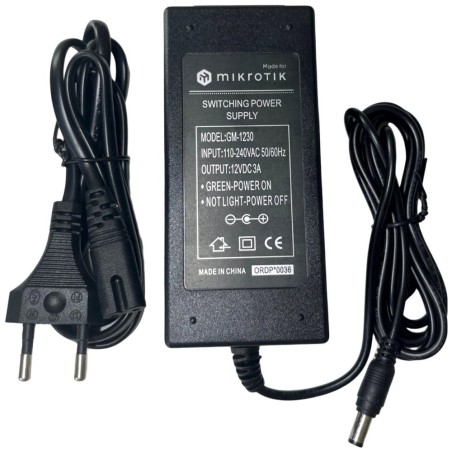MikroTik GM-1230 napájecí adaptér 12V, 3A, výkon 36W