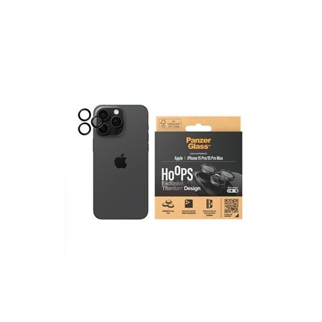 PanzerGlass Hoops - Chránic na objektiv pro mobilní telefon - sklo - barva rámu cerná - pro Apple iPhone 15 Pro, 15 Pro Max 1203