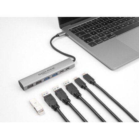Delock - Rozbocovac - 2 x USB-C 3.2 Gen 2 + 2 x USB 3.2 Gen 2 + 2 x USB 2.0 - desktop