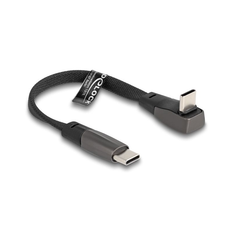 Delock - USB kabel - USB-C (M) do USB-C (M) úhlový - USB 2.0 - 3 A - 14 cm - podpora Power Delivery 3.0 - cerná
