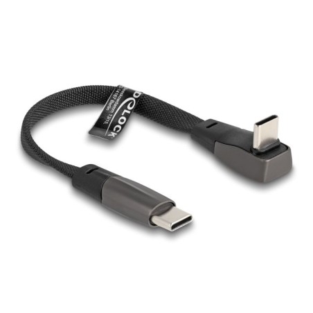 Delock - USB kabel - USB-C (M) do USB-C (M) úhlový - USB 2.0 - 3 A - 14 cm - podpora Power Delivery 3.0 - cerná