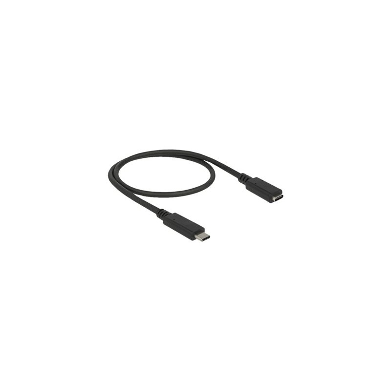 Delock - Prodlužovací USB kabel - USB-C (M) do USB-C (F) - USB 3.1 Gen 1 - 3 A - 50 cm - černá