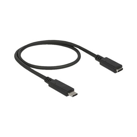 Delock - Prodlužovací USB kabel - USB-C (M) do USB-C (F) - USB 3.1 Gen 1 - 3 A - 50 cm - černá