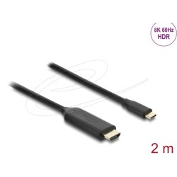 Delock - Kabel adaptéru - USB-C s piny (male) do HDMI s piny (male) - 2 m - cerná - podpora 4K144Hz (3840 x 2160), podpora