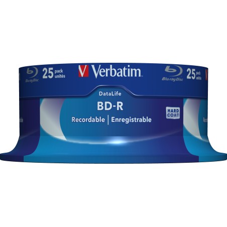 VERBATIM BD-R SL Datalife (25-pack)Blu-Ray/Spindle/6x/25GB WHITE BLUE SURFACE