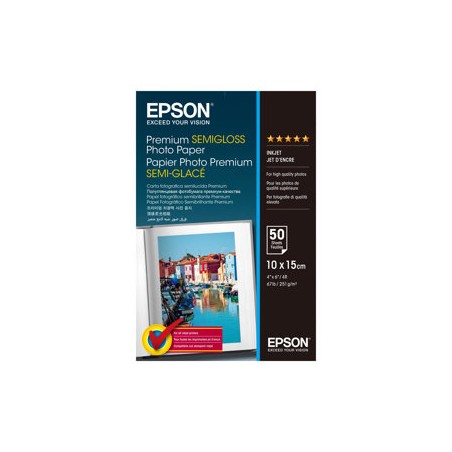 Epson Premium Semigloss Photo Paper, C13S041765, foto papír, lesklý, bílý, 10x15cm, 4x6", 251 g/m2, 50 ks, inkoustový