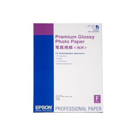 Epson Premium Glossy Photo Paper, C13S042091, foto papír, lesklý, bílý, Stylus Photo 890, 895, 1270, 2100, A2, 255 g/m2, 25 ks