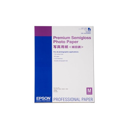Epson Premium Semigloss Photo Paper, C13S042093, foto papír, pololesklý, bílý, Stylus Photo 1270, 2000P, A2, 251 g/m2, 25 ks