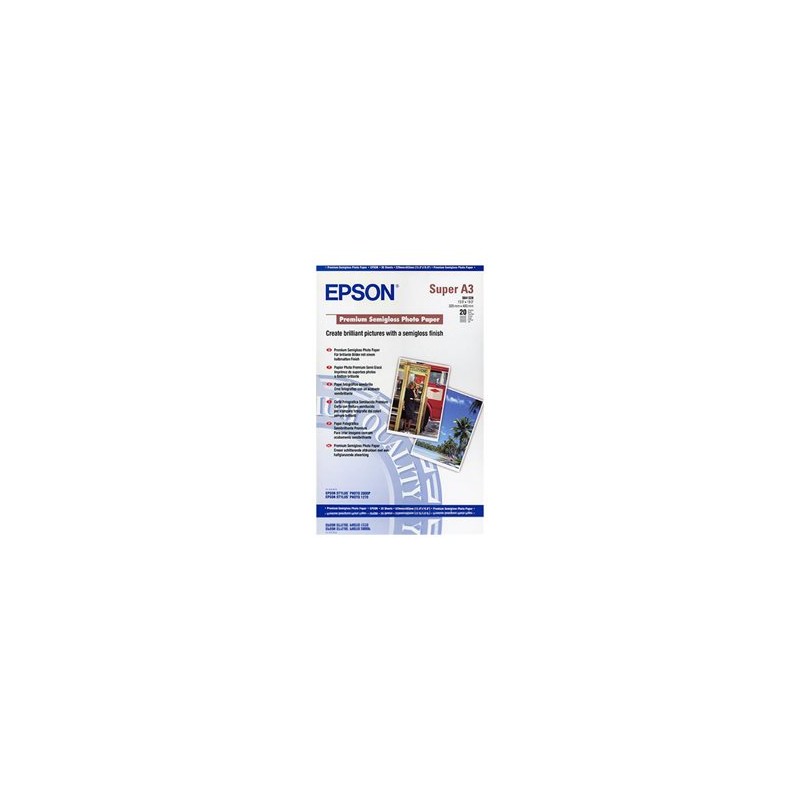 Epson Premium Semigloss Photo Paper, C13S041328, foto papír, pololesklý, bílý, Stylus Photo 1270, 2000P, A3+, 251 g/m2, 20 ks