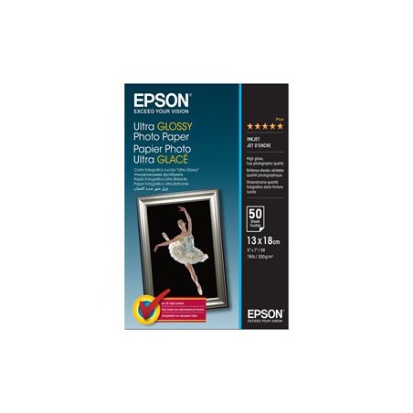 Epson Ultra Glossy Photo Paper, C13S041944BH, foto papír, lesklý, bílý, R200, R300, R800, RX425, RX500, 13x18cm, 5x7", 300