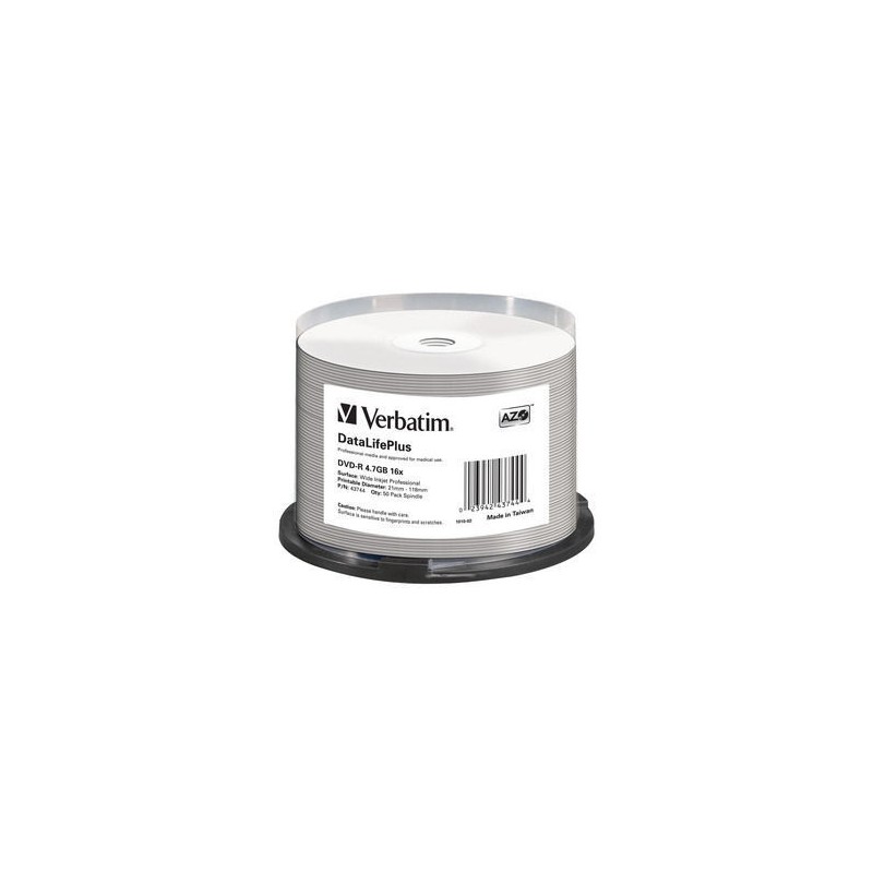 VERBATIM DVD-R(50-Pack)Spindle/Printable/16x/4.7GB/WIDE PRINTABLE SURFACE NON-ID