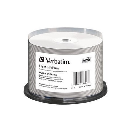 VERBATIM DVD-R(50-Pack)Spindle/Printable/16x/4.7GB/WIDE PRINTABLE SURFACE NON-ID