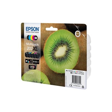 EPSON ink Multipack "Kiwi" 5-colours 202XL Claria Premium Ink, ČB 550 stran, BAR 650 stran, FOTO 800 stran