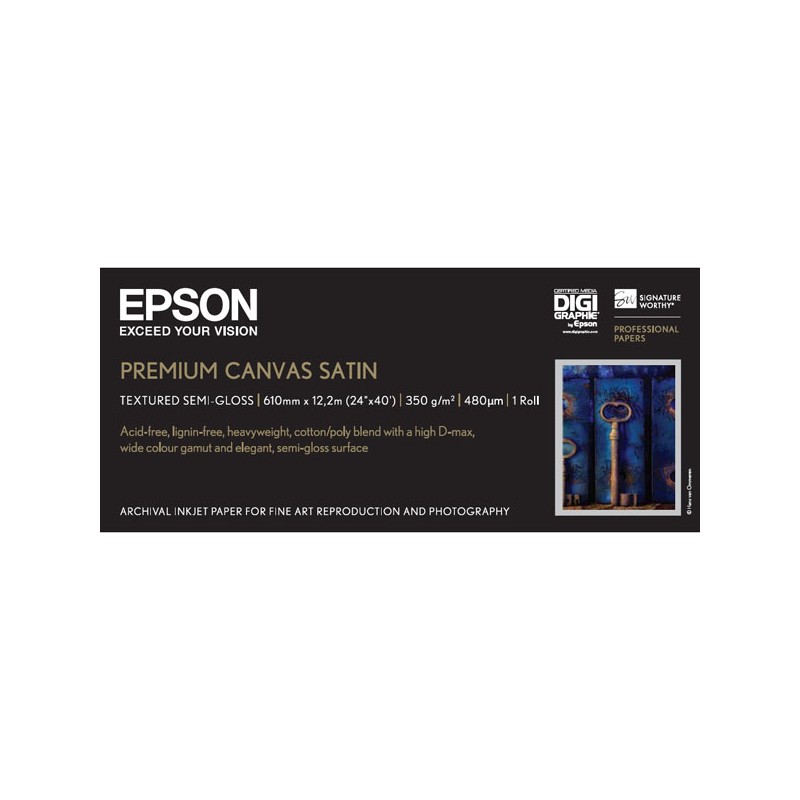 Epson 610/12.2/Paper Roll PremierArt Water Resistant Canvas Roll, voděodolný, 24", C13S041847, 350 g/m2, papír, 610mmx12.2m