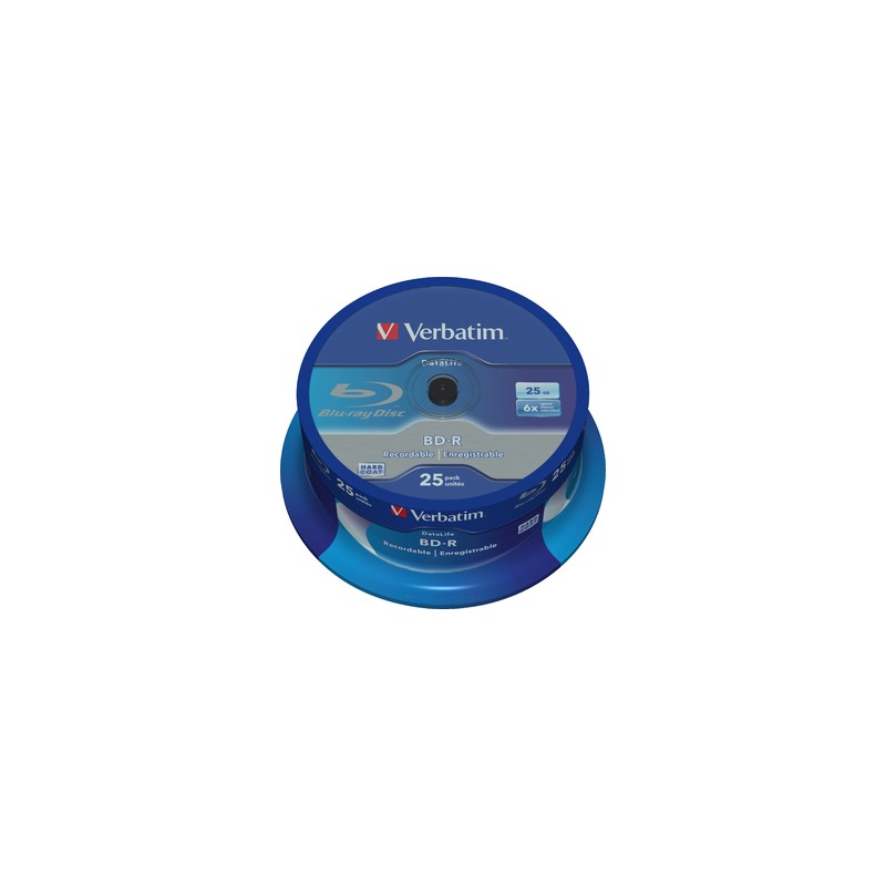 VERBATIM BD-R SL Datalife (25-pack)Blu-Ray/Spindle/6x/25GB WHITE BLUE SURFACE