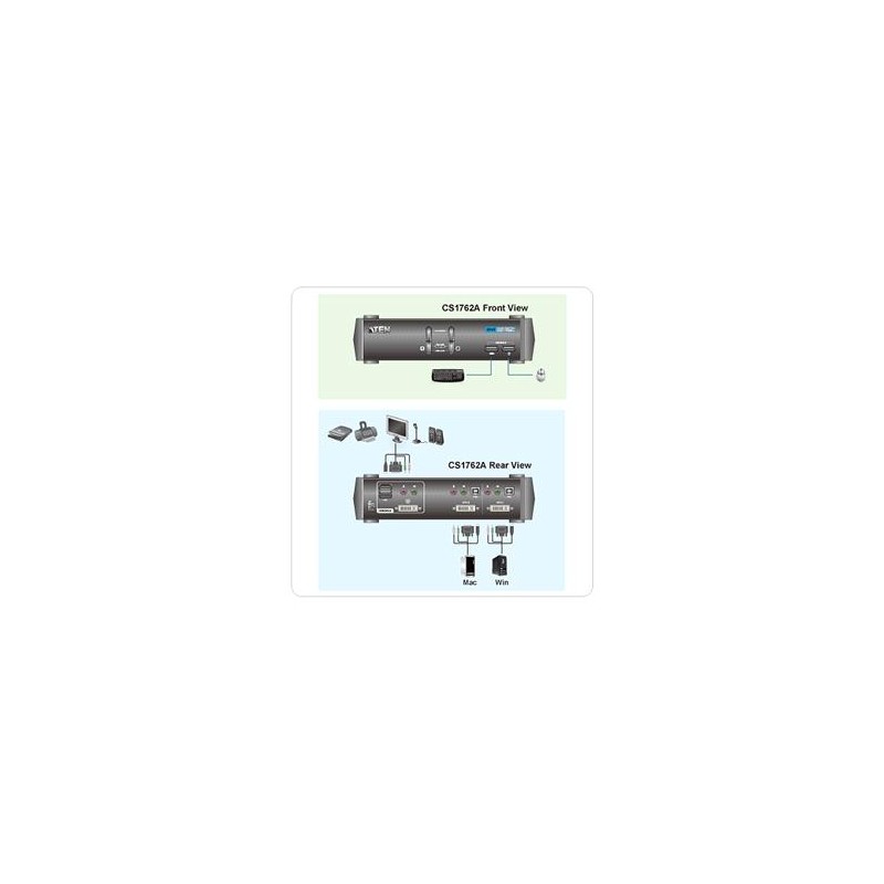 ATEN 2-port DVI KVMP USB, usb hub, audio, 1.8m kabely