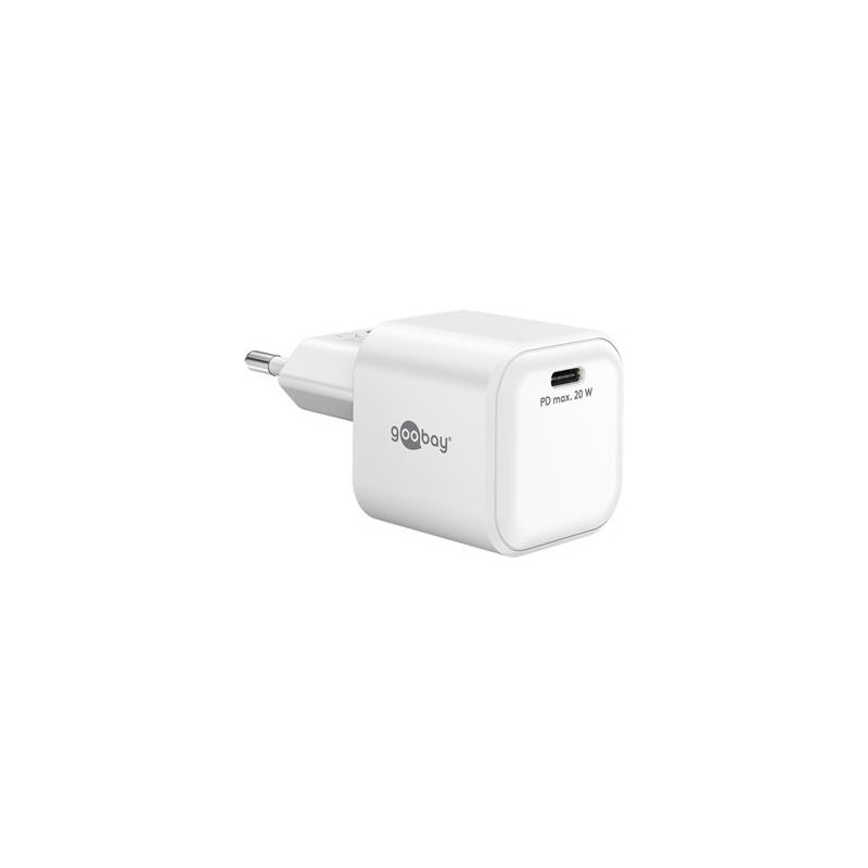 goobay Napájecí a nabíjecí adaptér 230V na USB-C PD GaN Fast Charger Nano 20W, bílý