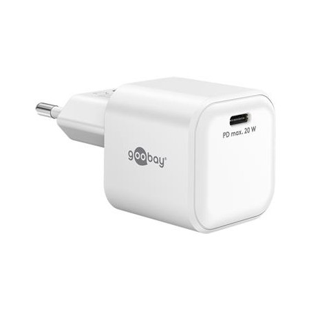 goobay Napájecí a nabíjecí adaptér 230V na USB-C PD GaN Fast Charger Nano 20W, bílý