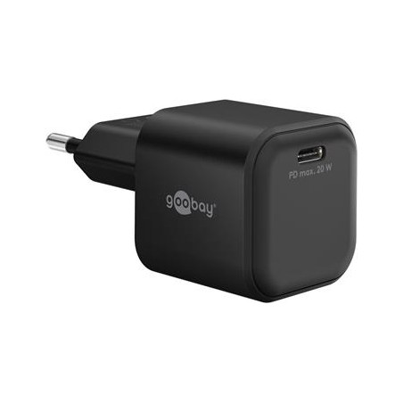goobay Napájecí a nabíjecí adaptér 230V na USB-C PD GaN Fast Charger Nano 20W, černá