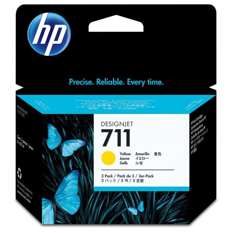 HP 711 Yellow DJ Ink Cart, 29 ml, 3-pack, CZ136A