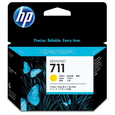 HP 711 Yellow DJ Ink Cart, 29 ml, 3-pack, CZ136A