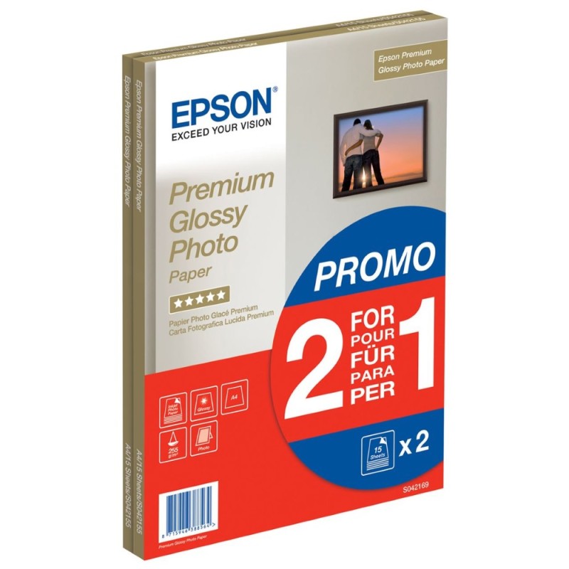 EPSON Paper A4 Premium Glossy Photo 255g/m2 (2x15 sheet) 2 za cenu 1