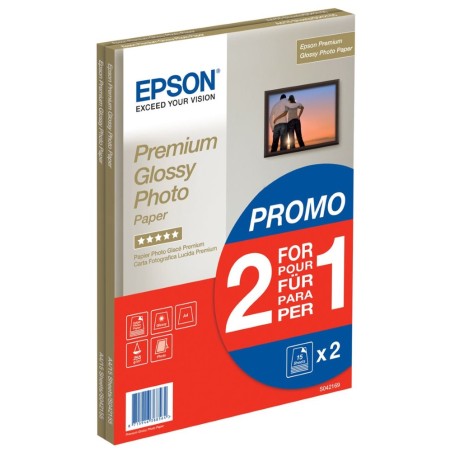 EPSON Paper A4 Premium Glossy Photo 255g/m2 (2x15 sheet) 2 za cenu 1