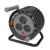 Solight prodlužovací přívod na bubnu 15m, 3 zásuvky, černý kabel, 3x 1,0mm2