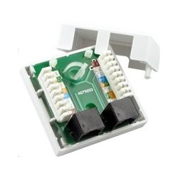 Zásuvka UTP 2x RJ45 Cat5E, duální svorkovnice, na omítku