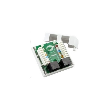 Zásuvka UTP 2x RJ45 Cat5E, duální svorkovnice, na omítku