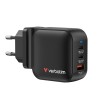 Verbatim, GaN cestovní nabíječka do sítě USB 3.0, USB C, šedá, 70W, vyměnitelné vidlice C,G,A, DOPRODEJ