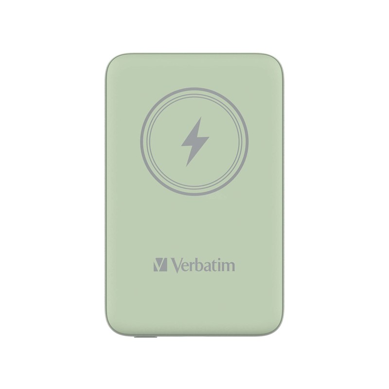 Verbatim power banka s bezdrátovým nabíjením 5V, nabíjení telefonu, 32246, 10 000mAh, magnetické připevnění, zelená