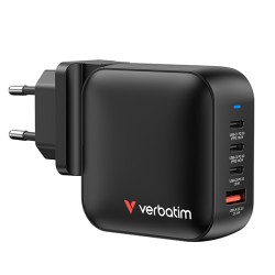 Verbatim, Mini GaN cestovní nabíječka do sítě USB 3.0, USB C, šedá, 100 W, vyměnitelné vidlice C,G,A, DOPRODEJ
