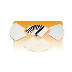 Zebra white PVC cards, 10 mil PVC adhesive back with 14 mil Mylar release liner, 24 mil total thickness (500 cards)