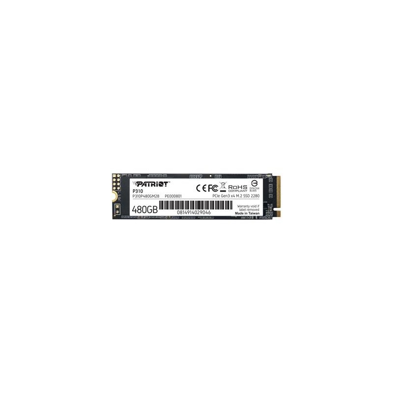 PATRIOT P310 480GB SSD / Interní / M.2 PCIe Gen3 x4 NVMe 1.3 / 2280 P310P480GM28