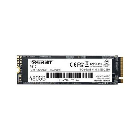 PATRIOT P310 480GB SSD / Interní / M.2 PCIe Gen3 x4 NVMe 1.3 / 2280 P310P480GM28