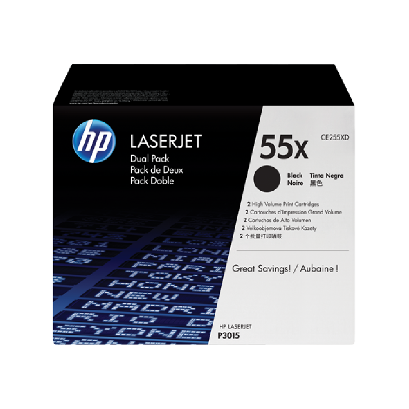 HP originální toner CE255XD, HP 55X, black, 12500str., dual pack, 2ks