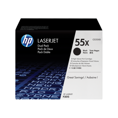 HP originální toner CE255XD, HP 55X, black, 12500str., dual pack, 2ks