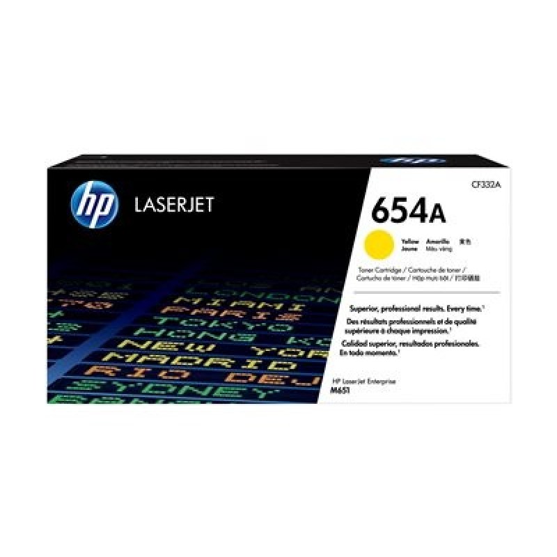 HP 654A Yellow LJ Toner Cart, CF332A (15,000 pages)