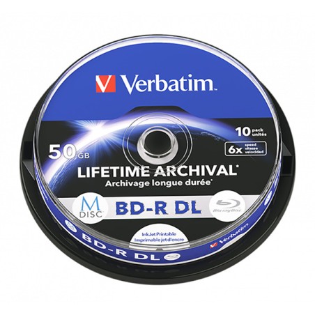 Verbatim BD-R DL, 50 GB, LIFETIME ARCHIVAL, spindle, 43847, 6x, 10 ks, pro archivaci dat