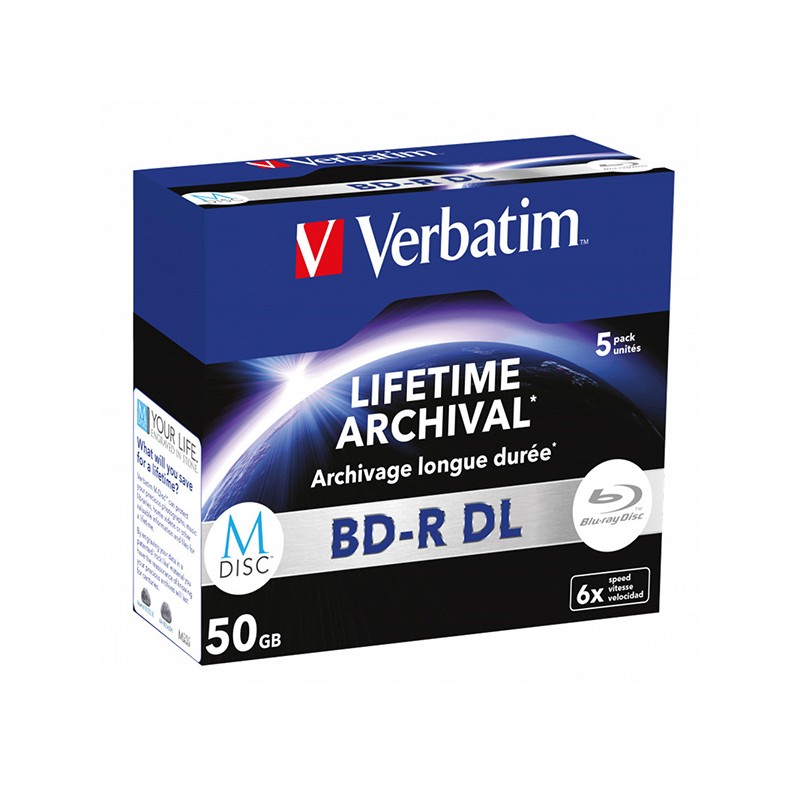 Verbatim BD-R DL, LIFETIME ARCHIVAL, 50GB, jewel case, 43846, 6x, Balení po 5 kusech