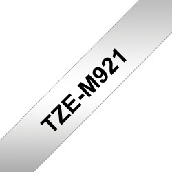 Brother originální páska do tiskárny štítků, Brother, TZE-M921, černý tisk/matně stříbrný podklad, laminovaná, 8m, 9mm