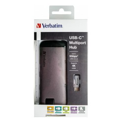 VERBATIM Dokovací stanice USB-C 7v1, 1xHDMI, 1xUSB-C, 3xUSB, 1xRJ45, čtečka SD karet, šedá