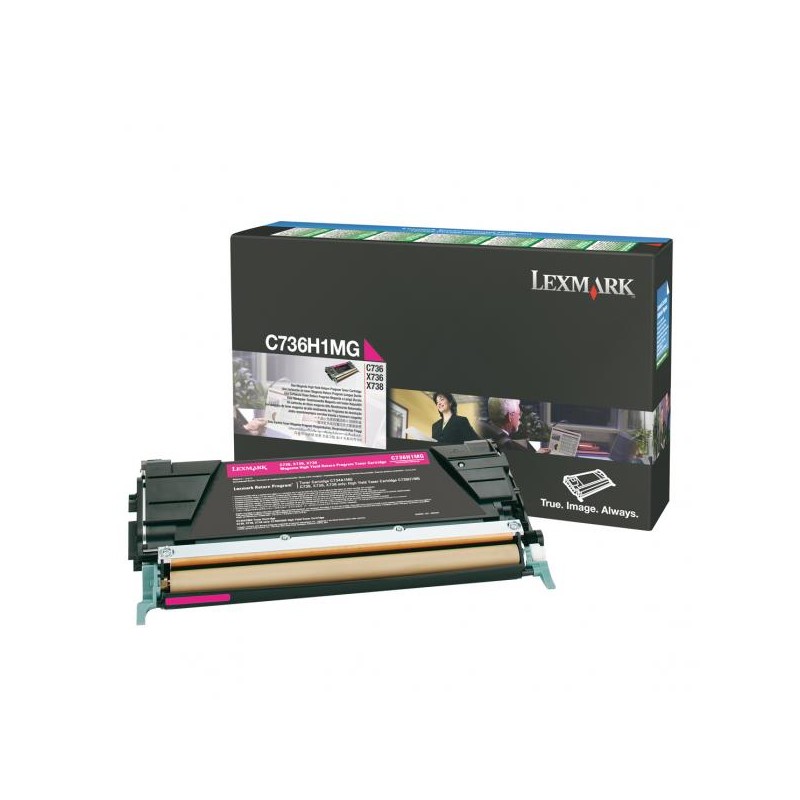 Lexmark originální toner C736H1MG, magenta, 10000str., high capacity, return