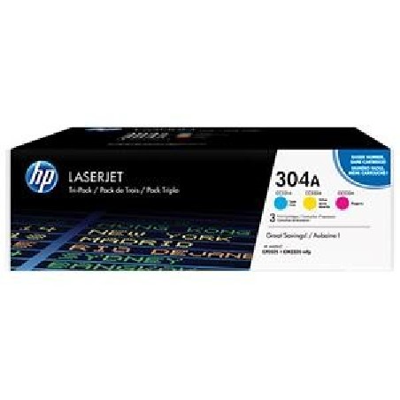 HP 304A CMY 3-pack LJ Toner Cart, CF372AM (2,800 / 2,800 / 2,800 pages)