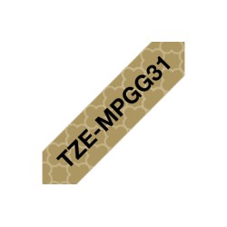 Brother originální páska do tiskárny štítků, Brother, TZE-MPGG31, černý tisk/zlatý podklad, 4m, 12mm, geometrický vzorek